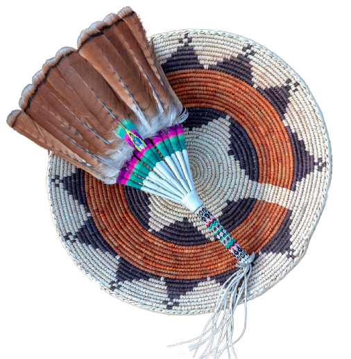 Navajo Culture - Basket with Feathers - Gouldings Resort - Monument Valley, AZ
